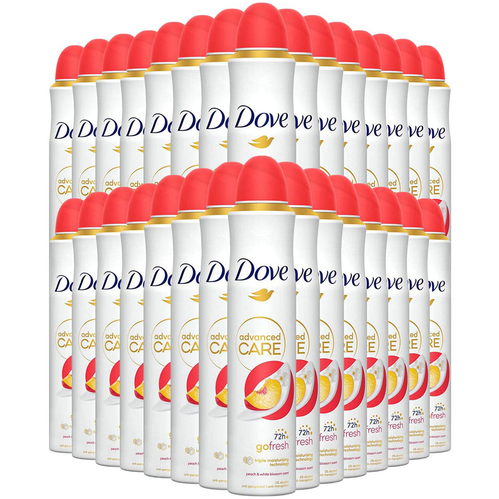 Dove Advance Care Go Fresh Peach and White Blossom Anti-Perspirant Spray 200ml 30 Pack Image 1