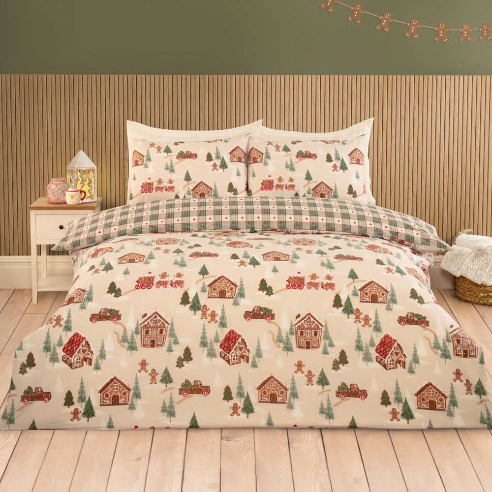 Gingerbread Town Duvet Set Natural King Image 1