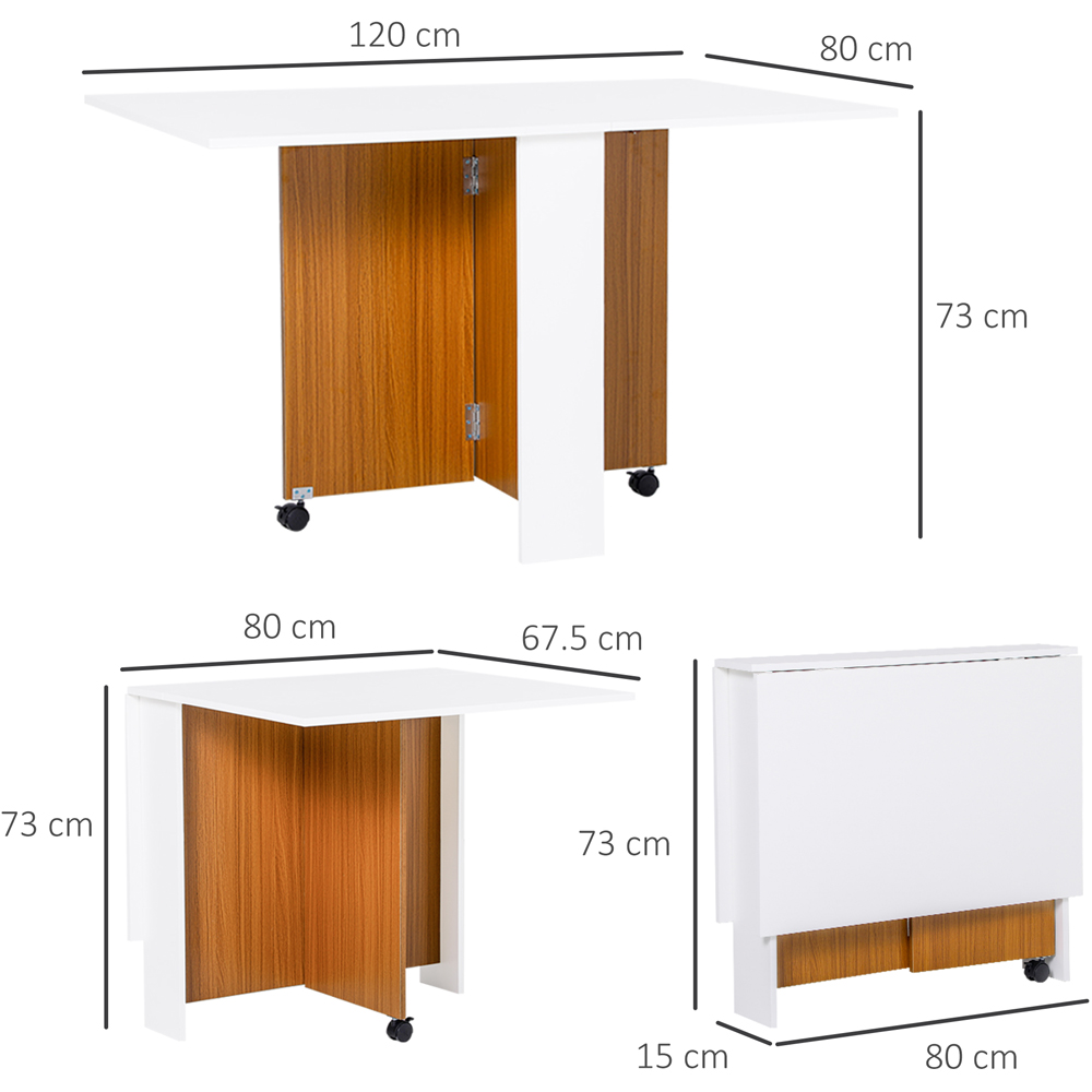 Portland 2 Seater Folding Dining Table Desk and Workstation White and Teak Image 8