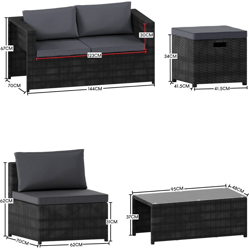 Garden Vida Islay 6 Seater Black Rattan Garden Lounge Set Image 7