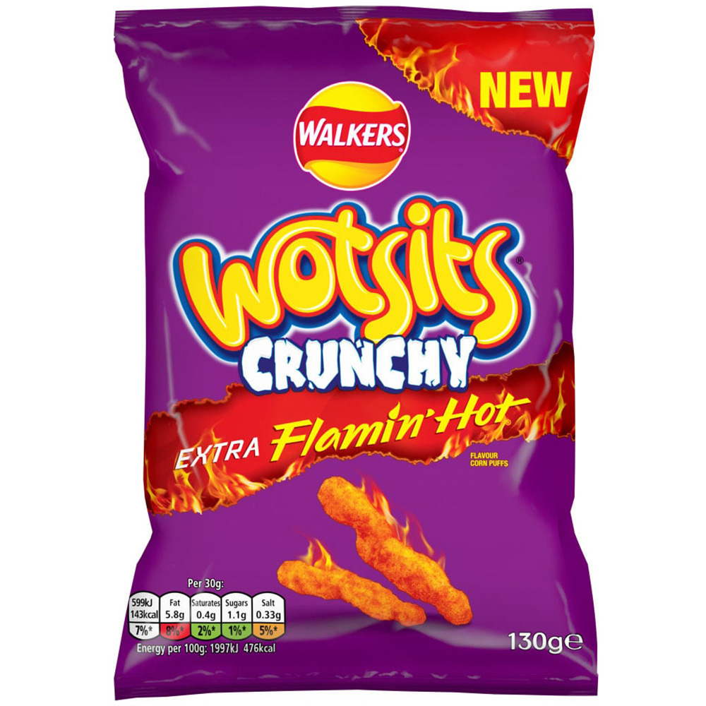 Walkers WotsitsExtra Flamin' Hot Crisps 130g Image 1