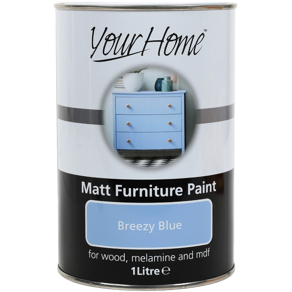 Your Home Breezy Blue Matt Furniture Paint 1L Image 2