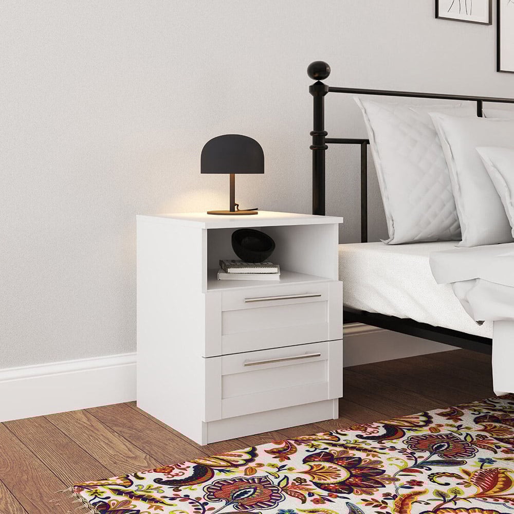 Burford Bedside Table - White Image 2