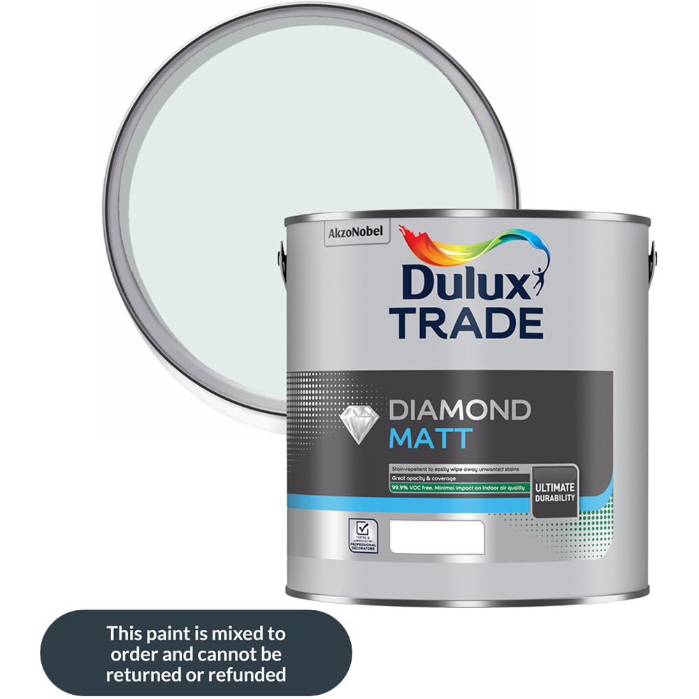 Dulux Trade Jade White Walls and Ceilings Diamond Matt Paint 5L Image 1