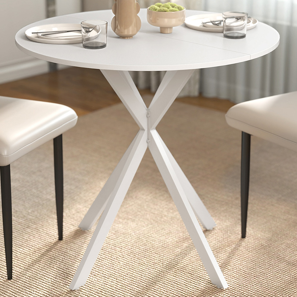 Portland 2 Seater Industrial Round Dining Table White Image 1