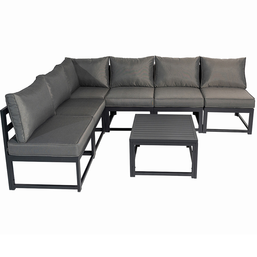 Furniture One 6 Seater L Shape Aluminium Garden Corner Sofa Set Image 4