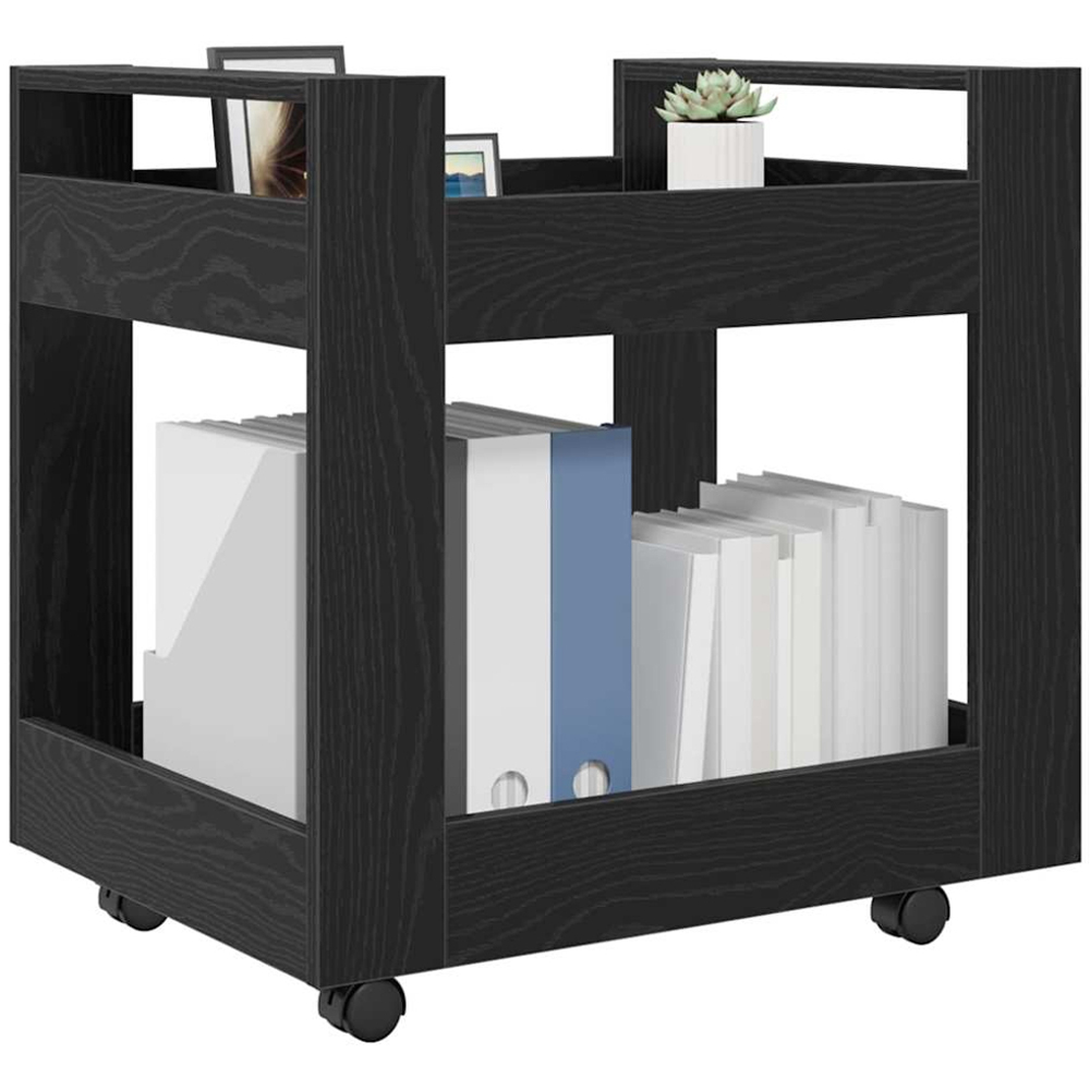 vidaXL 2 Shelf Black Oak Wooden Desk Trolley Image 3