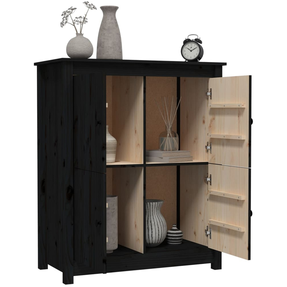 vidaXL 4 Door Black Wooden Sideboard Image 4