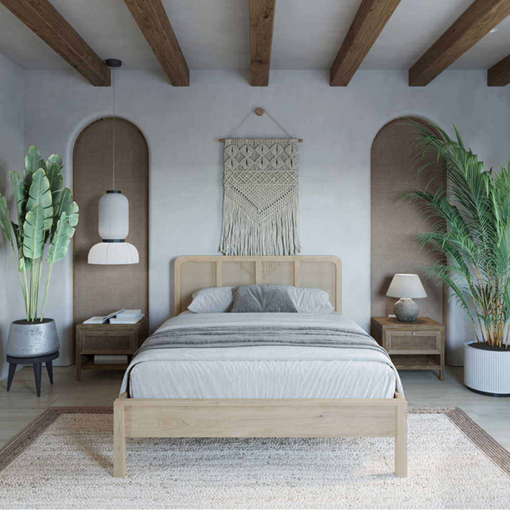 Flair Kai King Size Rattan Oak Wooden Bed Image 3