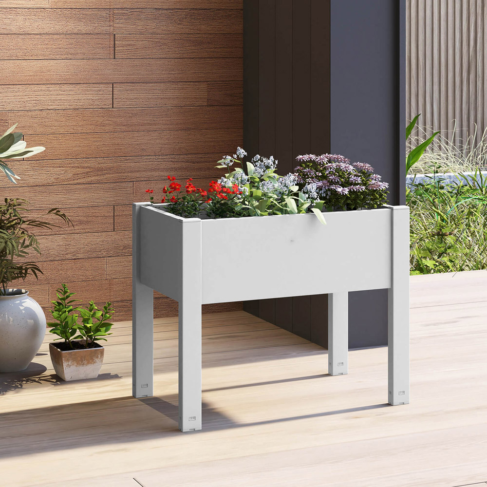 Costway White Raised Bed with Drainage Hole 53L Image 3