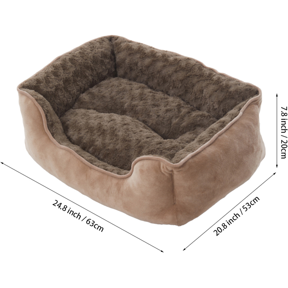 H&O Direct Khaki Soft Plush Pet Sleeping Bed 63 x 53 x 20cm Image 6