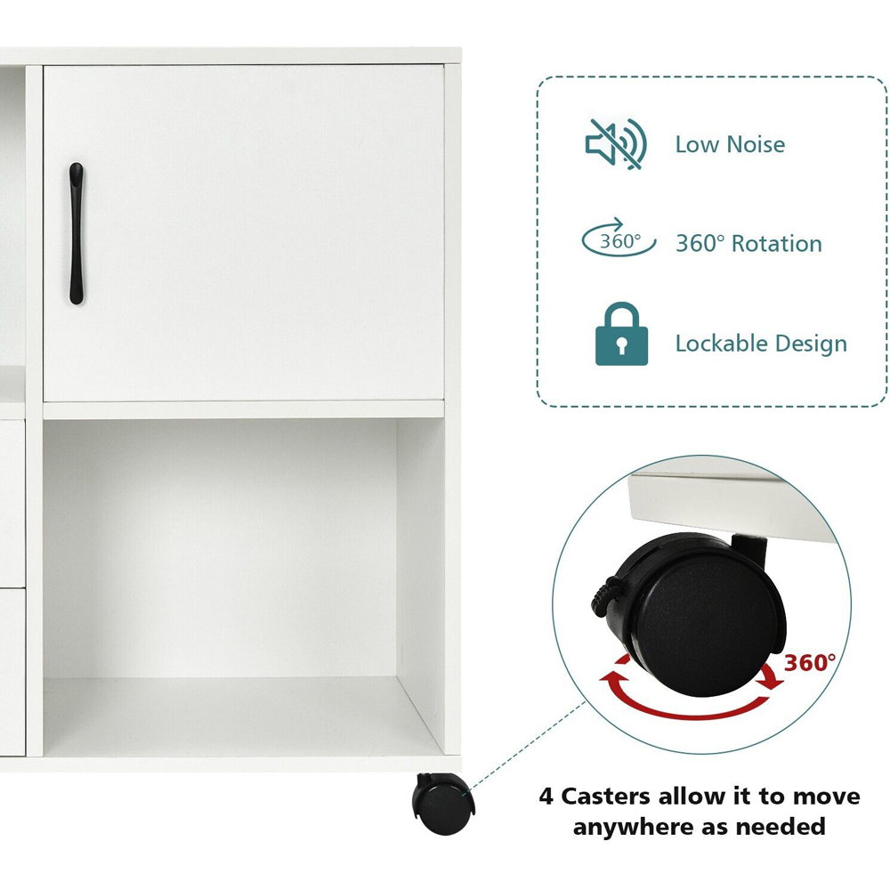 Costway Single Door 2 Drawer 2 Shelf Mobile File Cabinet White Image 8