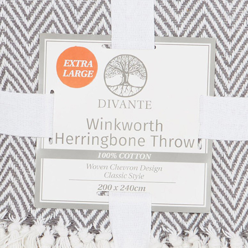 Winkworth Herringbone Throw - Grey Image 6
