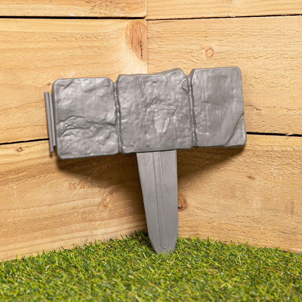 Samuel Alexander 10 Piece Grey Cobble Stone Effect Garden Edging Border Image 5
