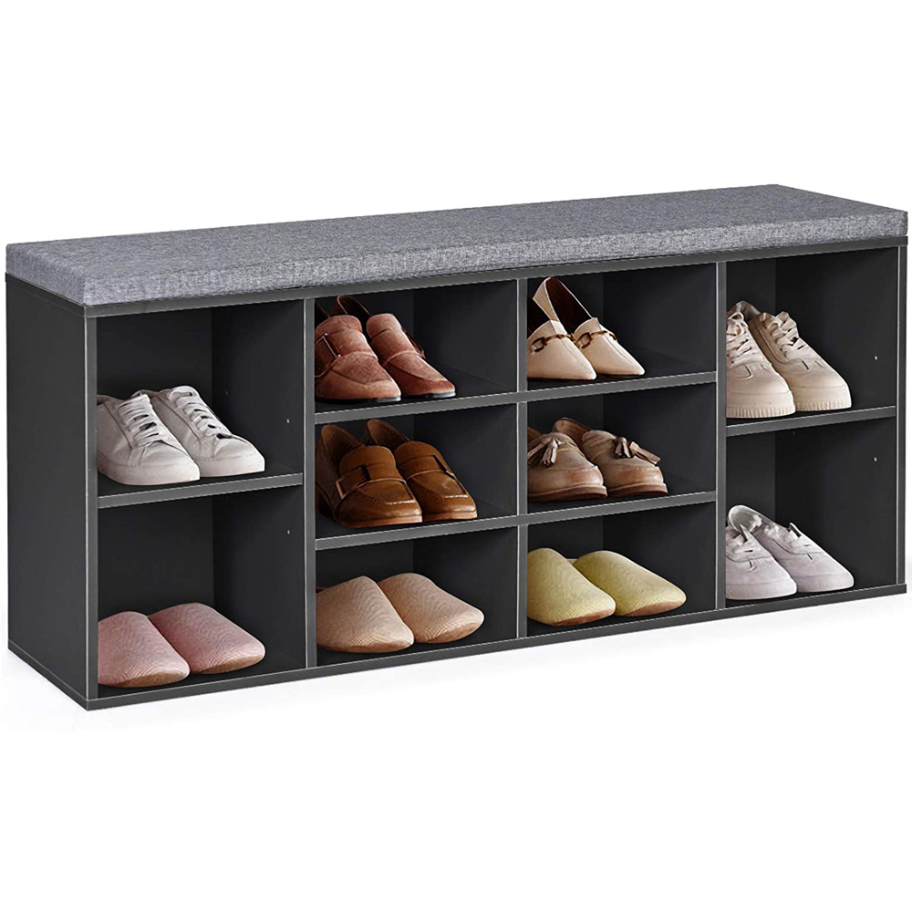 Costway 10 Cube Grey Shoe Storage Bench Image 2