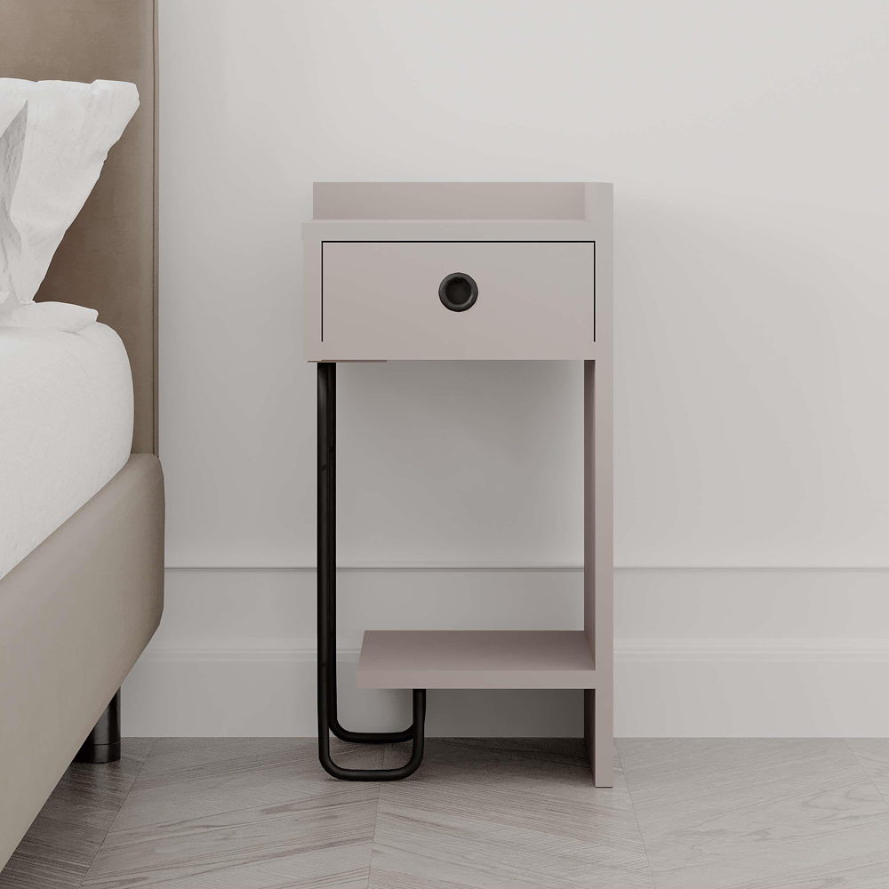 Decortie Sirius Single Drawer Single Shelf Mocha Grey Modern Right Module Bedside Table Image 5