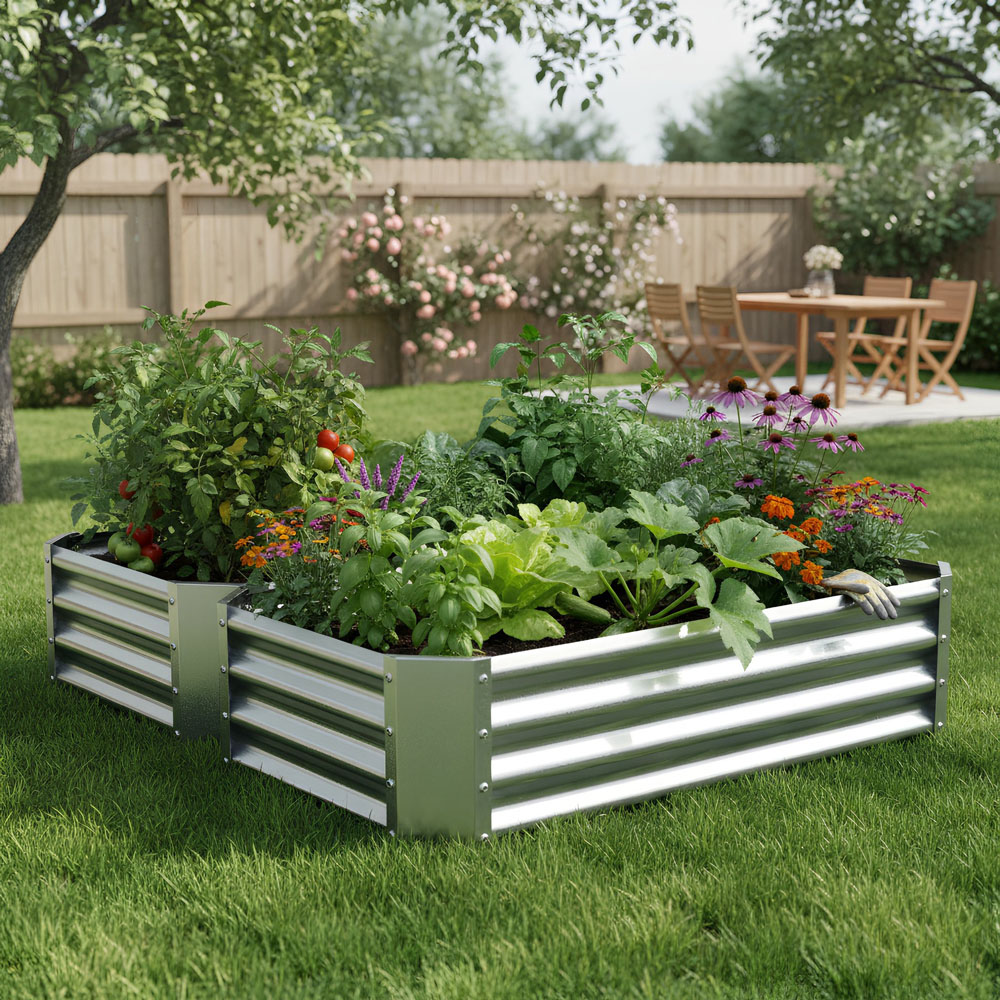 Harbour Housewares Silver Rectangle Galvanised Steel Raised Garden Bed 180 x 90cm Image 2