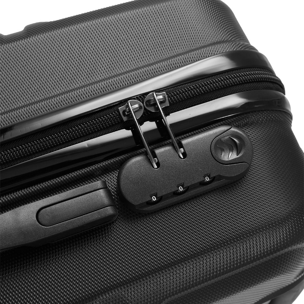 H&O Direct Set of 3 Black Stripe ABS Hardshell Suitcase Set Image 5