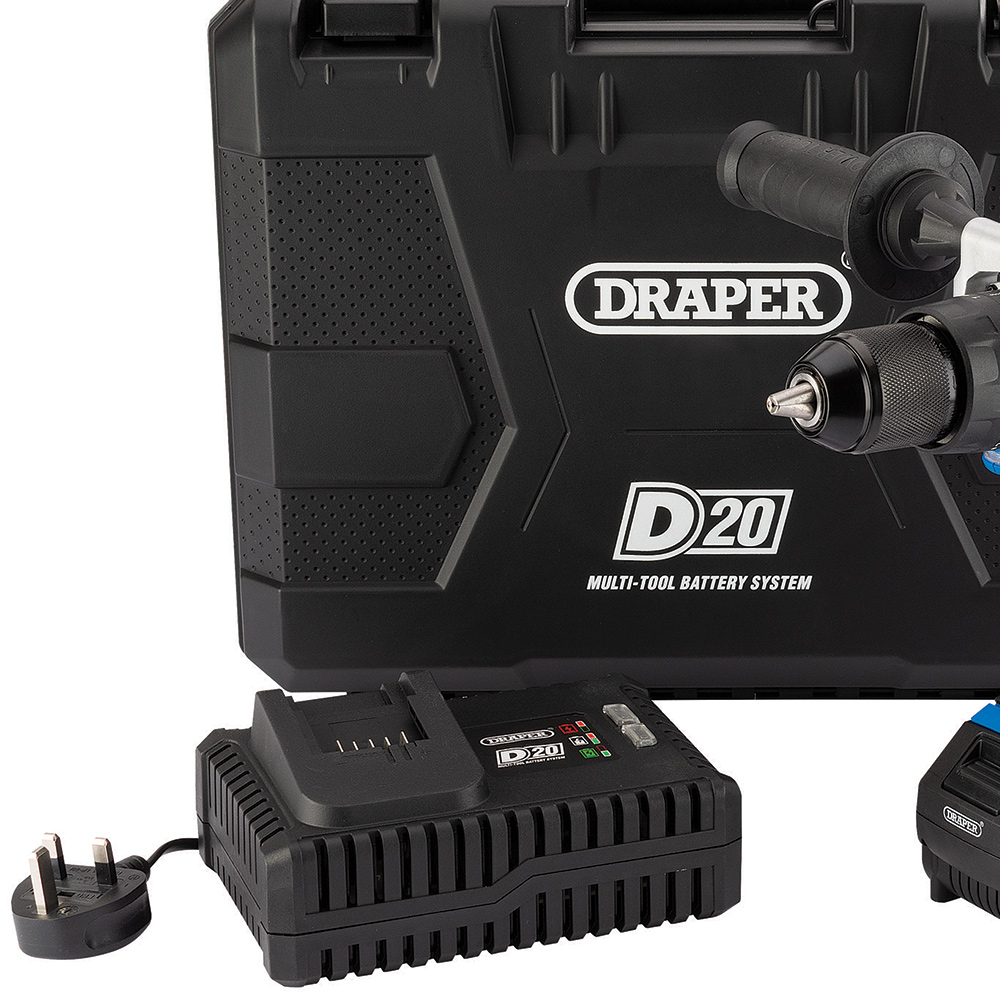 Draper D20 20V Brushless Combi Drill with Battery and Fast Charger Image 2