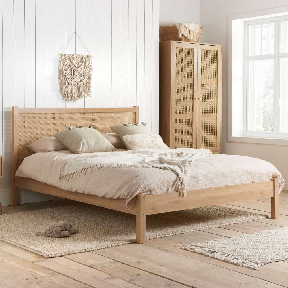 Croxley King Size Oak Rattan Bed Image 1