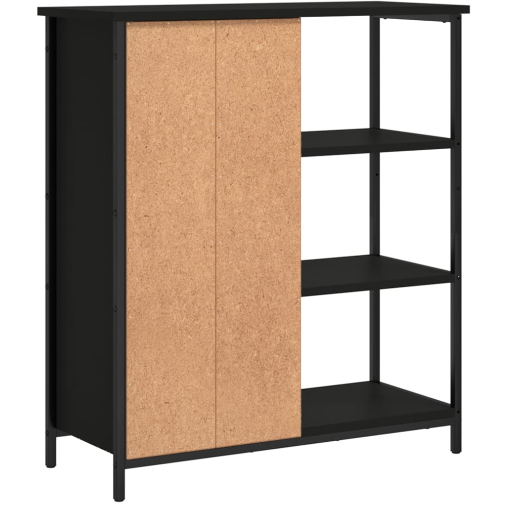 vidaXL Single Door 3 Shelf Black Wooden Sideboard Image 4
