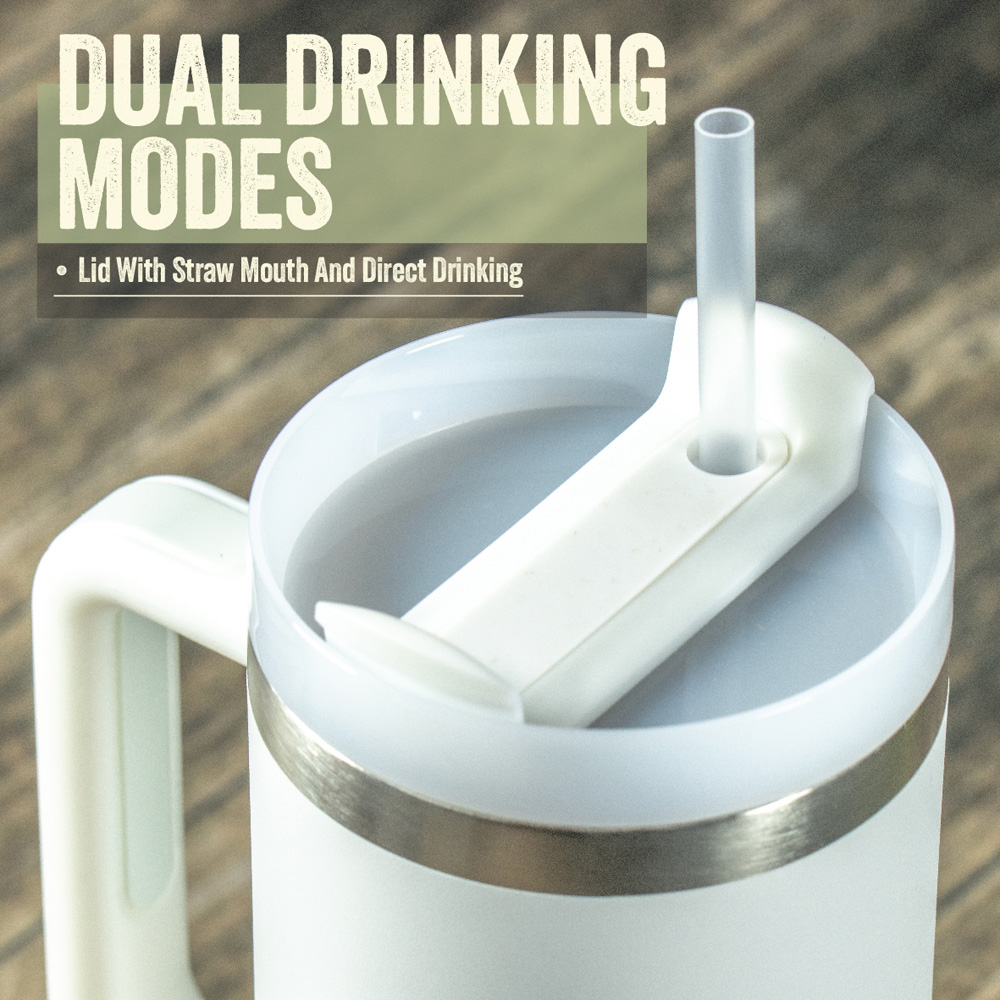 Milestone Camping Pure White Insulated Travel Tumbler 1L Image 6