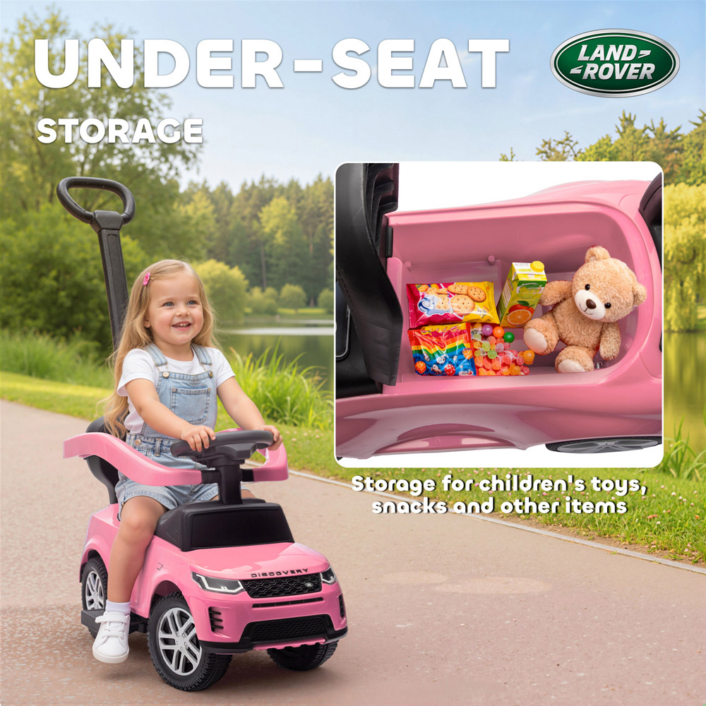 Tommy Toys AIYAPLAY 2-in-1 Pink Licensed Land Rover Baby Push Car with Guardrail Image 6