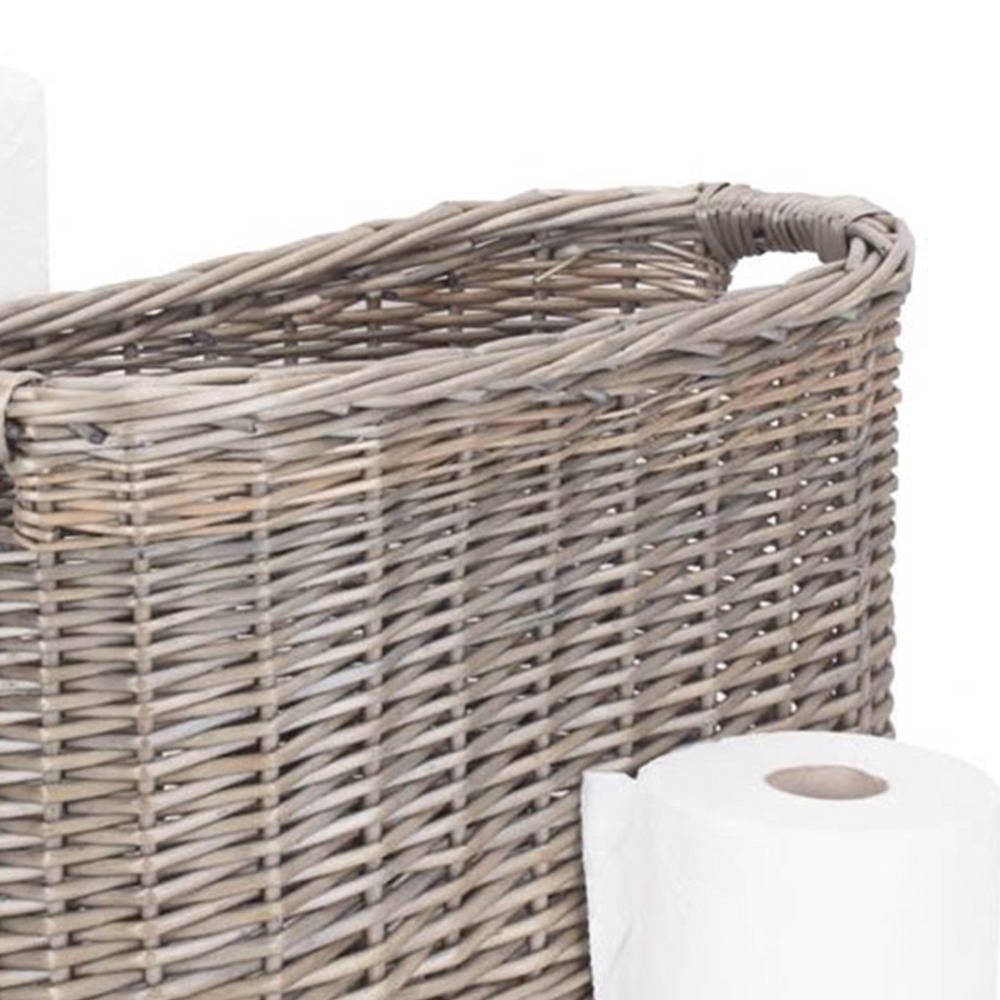 Red Hamper Oval Toilet Roll Wicker Storage Basket Image 3