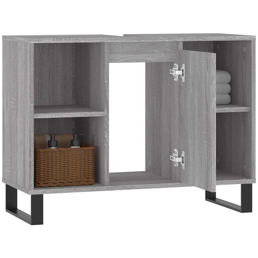 vidaXL Single Door 4 Shelf Grey Sonoma Bathroom Cabinet Image 4