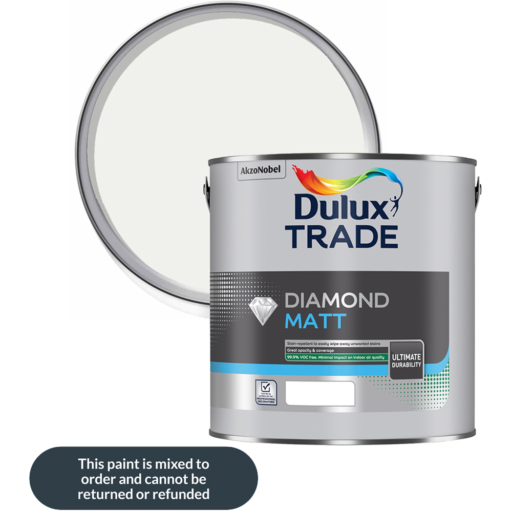 Dulux Trade White Cotton Walls and Ceilings Diamond Matt Paint 5L Image 1