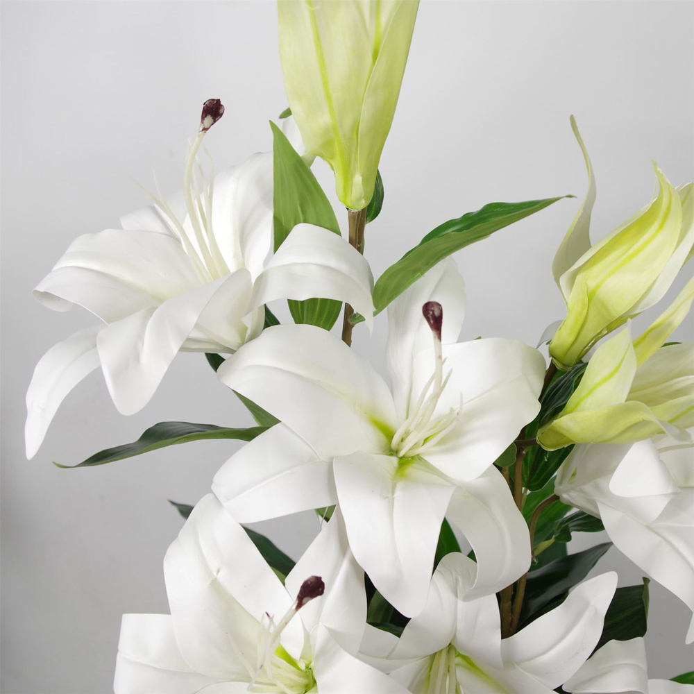 Leaf Pink Stargazer Lilly Artificial Plant in Plastic Pot 3ft Image 4