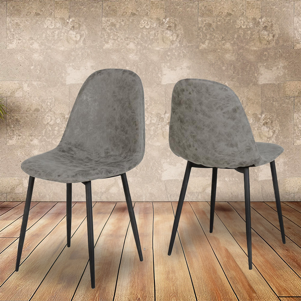 Seconique Athens Set of 2 Grey PU Leather Dining Chair Image 1