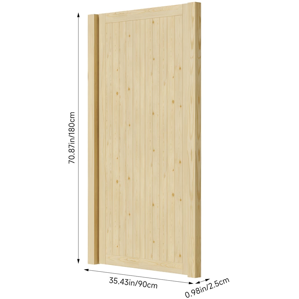 Living and Home Wooden Garden Slat Gate with Door Latch 70.8 x 35.4 inch Image 8