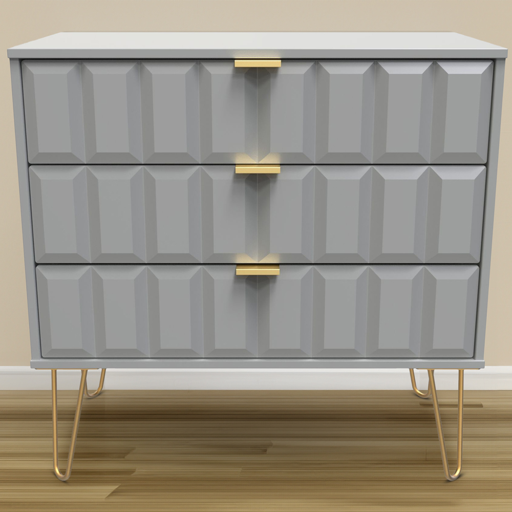 Crowndale Cube 3 Drawer Dusk Grey Chest of Drawers Ready Assembled Image 1