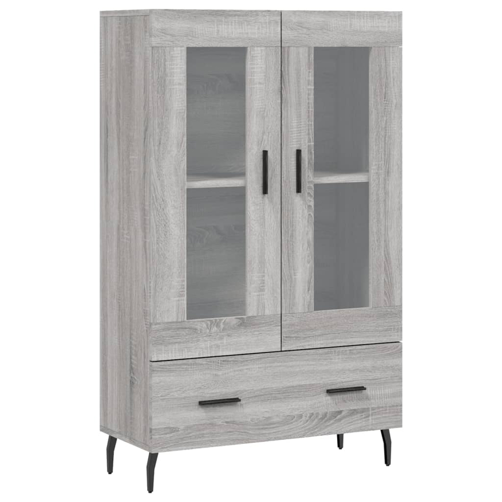 vidaXL 2 Glass Door Single Drawer Grey Sonoma Highboard Image 2