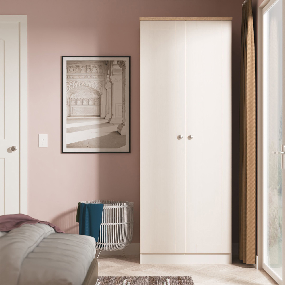 Crowndale Sussex 2 Door Kashmir Ash and Bardolino Oak Tall Wardrobe Ready Assembled Image 8