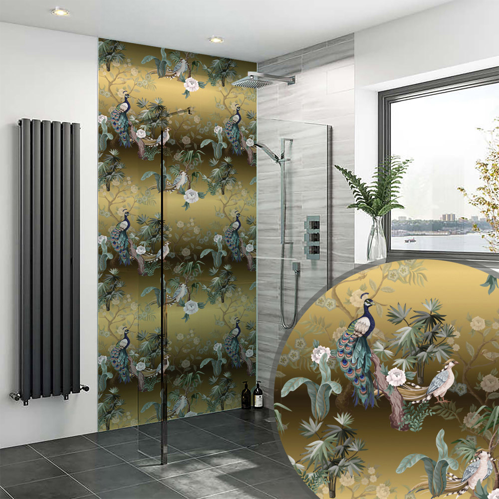 Splashbax Premium Artisan Golden Birds Di Bond Shower Panel 2400 x 800mm Image 3