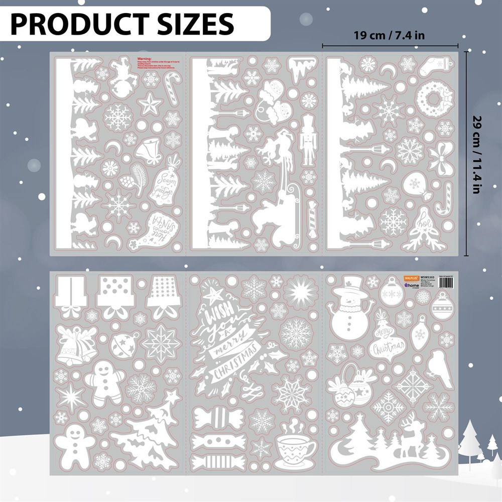 Walplus White Christmas Merry Wonderland Double-Sided Window Stickers 163 Piece Image 7