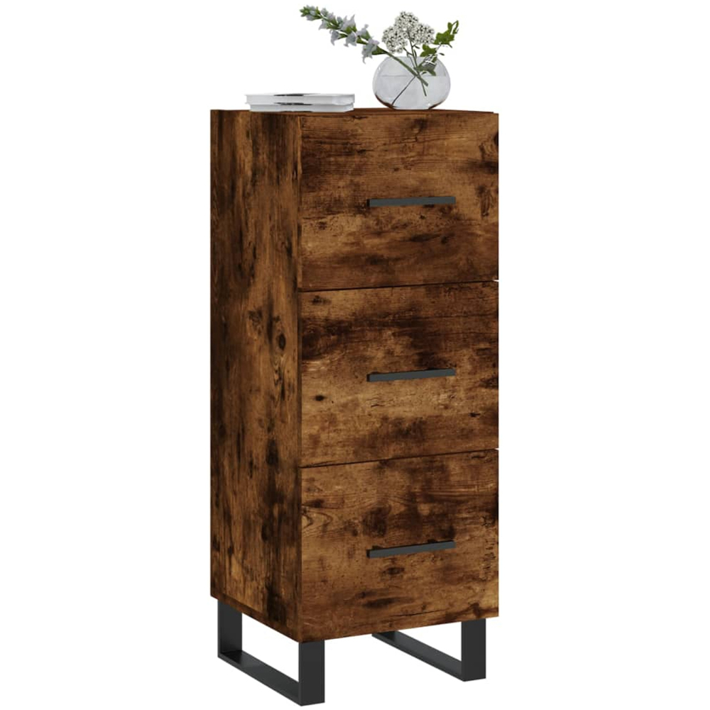 vidaXL 3 Drawer Smoked Oak Sideboard Image 3