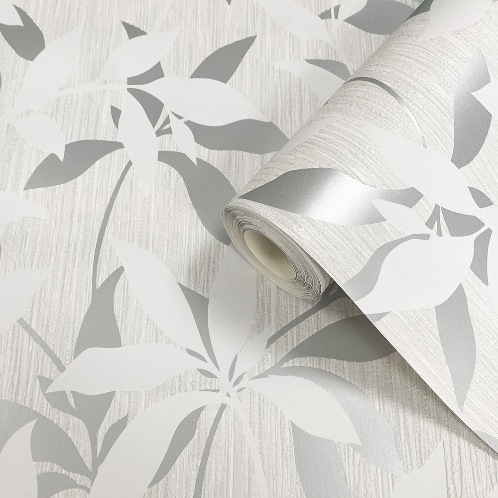 Muriva Hudson Leaf Trail Grey Wallpaper Image 2