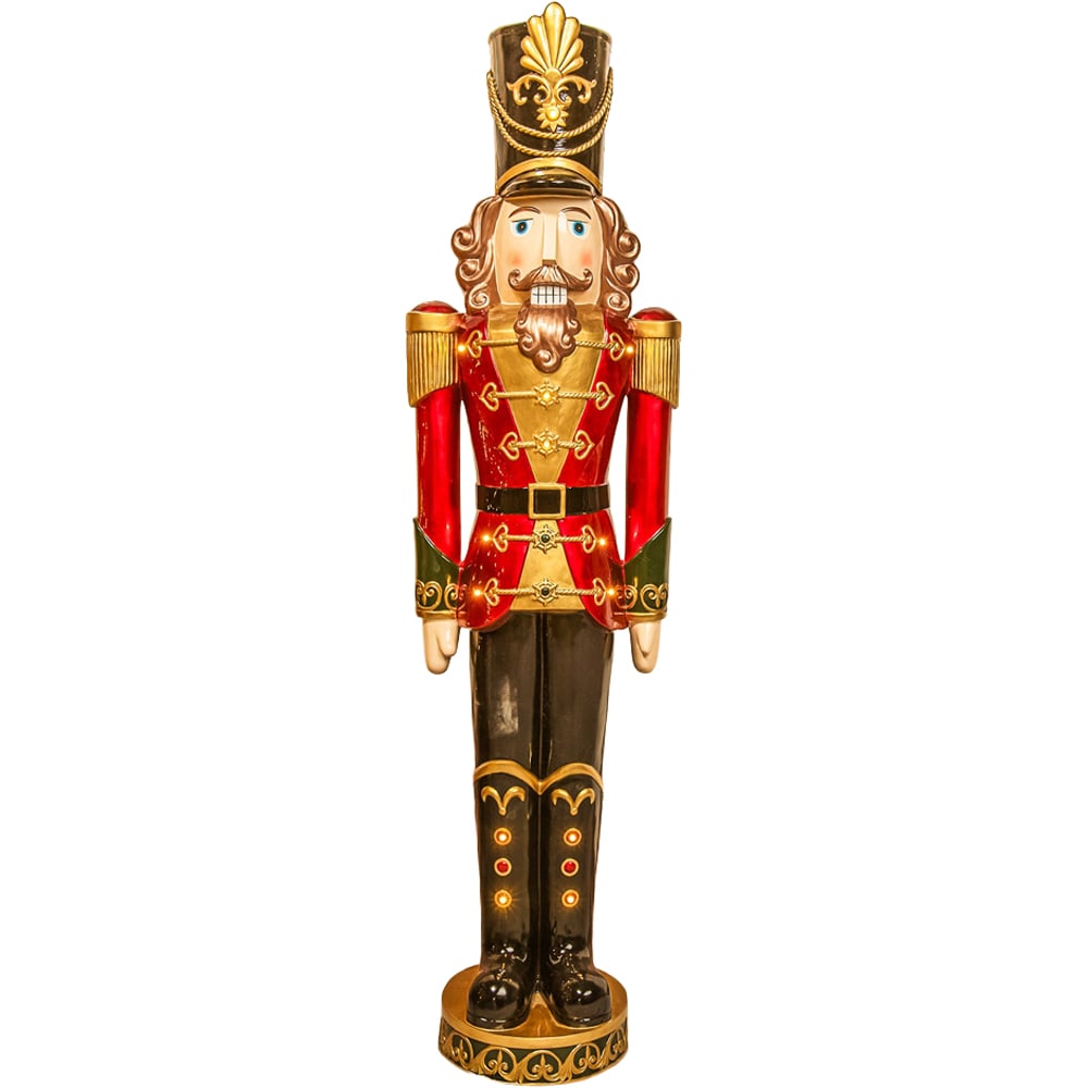 The Christmas Centre Red Black and Green LED Lights Traditional Nutcracker Soldier 5ft Image 1