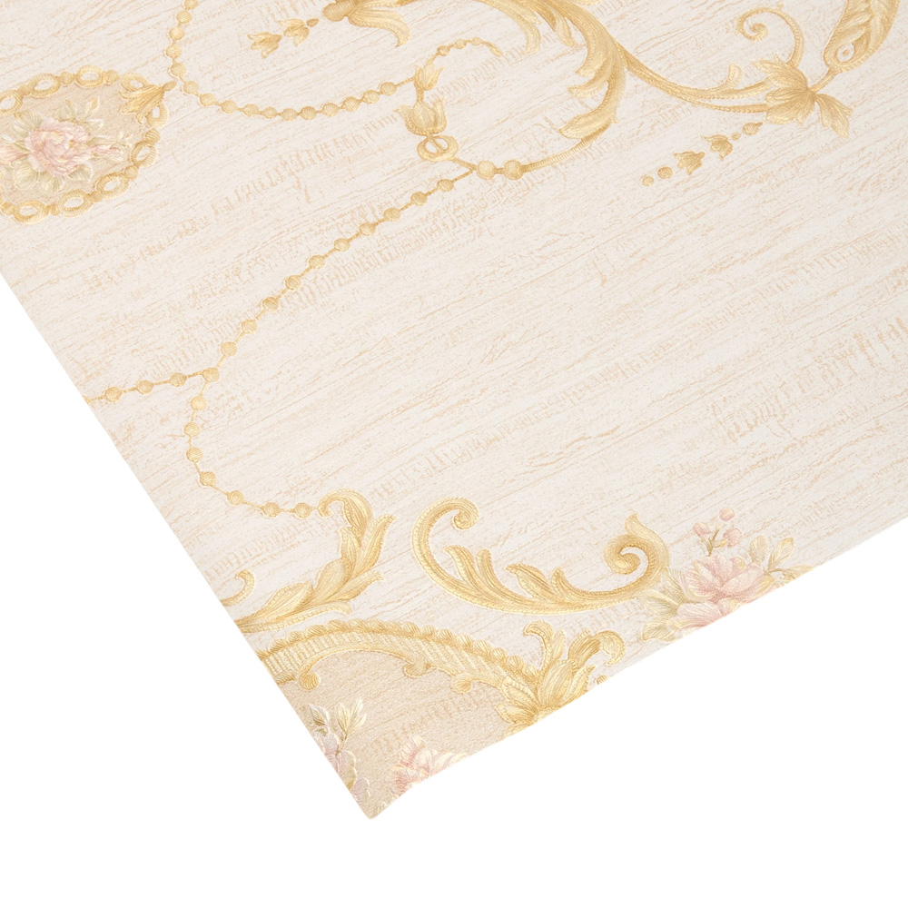 Living and Home Damask Pattern Rectangle 3D Embossed Light Beige Non-Pasted Wallpaper Image 5