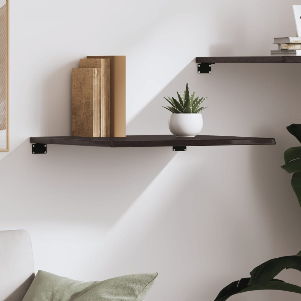 vidaXL 60 x 50 x 2cm Dark Brown Treated Solid Oak Wall Shelf Image 2