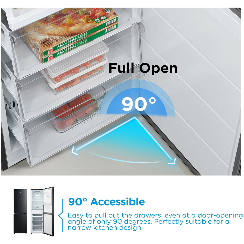 Midea MDRB379FGD30 Black Total No Frost 273L Combi Fridge Freezer Image 7