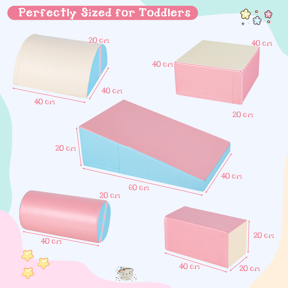 Costway Blue Waterproof Kids Climb and Crawl Activity Playset 5 Piece Image 4