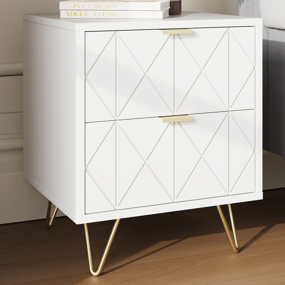 GFW Alora 2 Drawer White Bedside Table Image 1