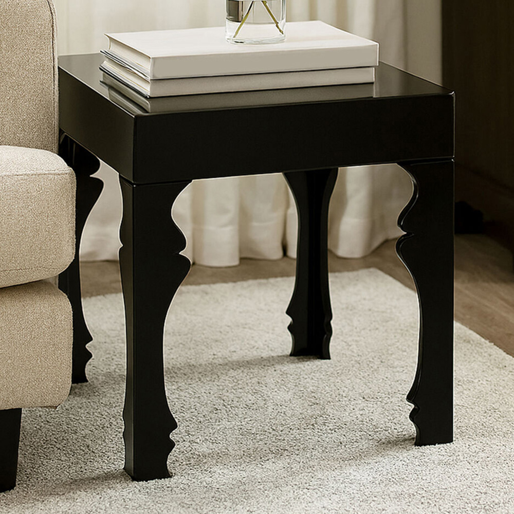 Premier Housewares Black High Gloss Wooden Side Table Image 1