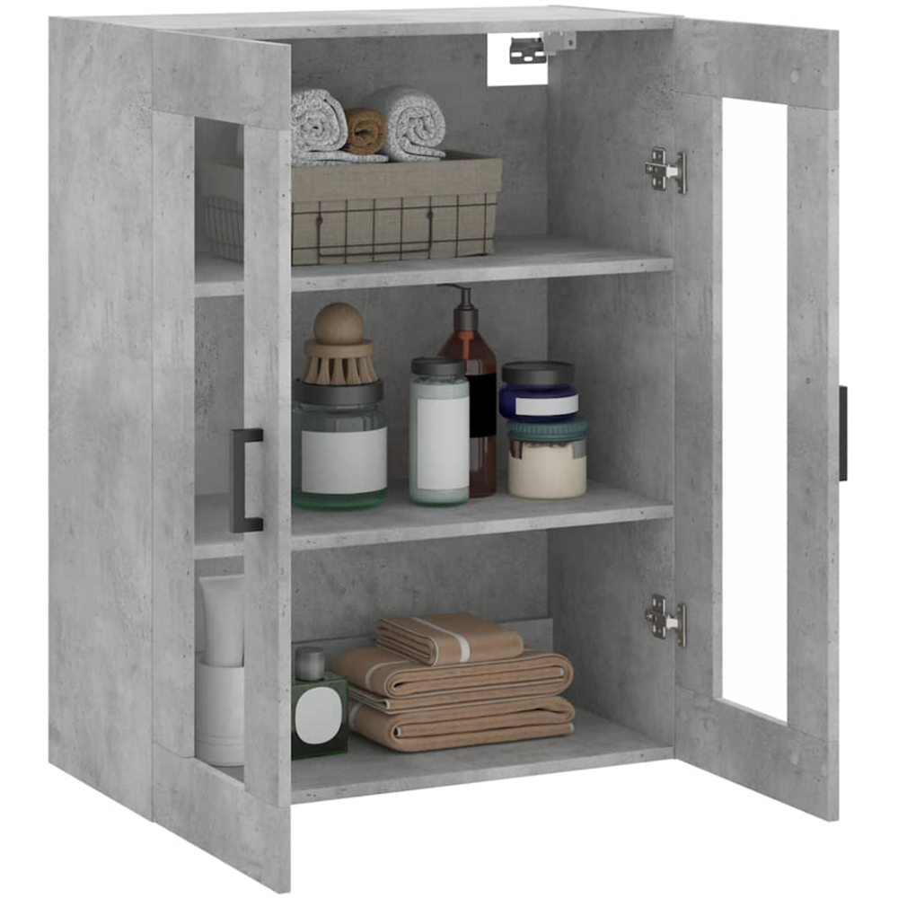 vidaXL 2 Glass Door Concrete Grey Wall Mounted Cabinet Image 5