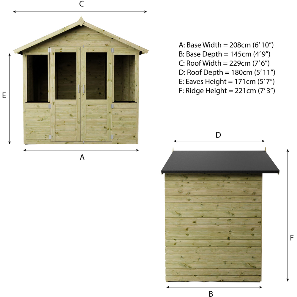 Mercia 7 x 5ft Double Door Traditional Summerhouse Image 9