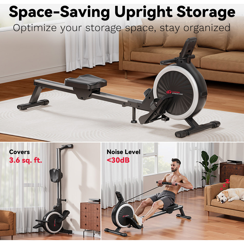 Rattrix Black 16-Level Resistance Magnetic Rowing Machine Image 5